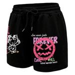 SheIn Graffiti Slogan Street Fashion Daily Casual Shorts in Black, Size S​ Photo 0