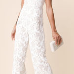 Francesca’s Bridal Alesha Allover Lace‎ Jumpsuit Large White Photo 0