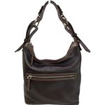 Dooney & Bourke Pebble Leather Shoulder Bag Dark Brown Hobo Tote Zip J1044203 Photo 9