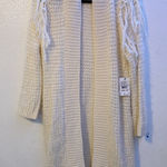 Volcom New Sweater Cream Open Knit Fringe Cardigan Photo 0