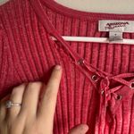 Arizona Jeans Y2K 2000s Arizona Jean Company Ribbed Lace-Up Top in Pink Size Small Photo 6