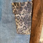Trendy Blue Wide Leg Jeans with Leopard Accents Size XS Photo 7