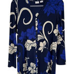 Chico's  Travelers Button Front Cardigan Sweater Blue Floral Print Womens 0 4/6 Photo 0