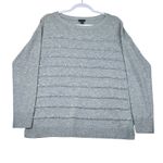 Talbots  Metallic Stripe Sweater  Gray Size M Long Sleeve Knit Pullover Soft Cozy Photo 1