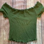 Heart and Hips Off the Shoulders Green Crop Top Photo 1