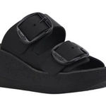 Fantasy Sandals Helena Sandal in Black Leather Wedge Size 39‎ US 9 Photo 0