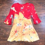 Free People • Time On My Side dress mini floral wrap red yellow crepe tie dye Photo 11