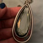 Vintage 36” to 40” Silver Necklace Gray 2pc Teardrop Pendant 2.5” H x 1.25” W Photo 4