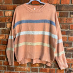 Wishlist  womens wool blend striped sweater with slits peach S/M Photo 0