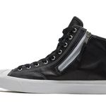 Converse Jack Purcell Black Leather Zip High Tops Size 6.5 Photo 0