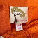 Fig & Flower Womens Boho Peasant Top Orange 3/4 Sleeve Lace Eyelet Lightweight Size undefined Photo 5