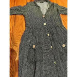 Knit Button Down Long Sleeve Dress Medium Pockets Lagenlook Artsy Black Size 40 Photo 4