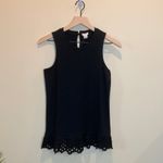 J.Crew  ladies black top with embroidered hem lace Photo 1