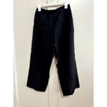 Relativity  Size M Black Cropped Linen Pant Wide Leg Waist Tie Waist with Button Photo 2