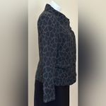 Think Tank Gray & Black Animal Print Wide Collar Hidden Button With Pockets Sz S Photo 1