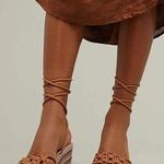 Anthropologie  Raffia Purple Brown Woven Espadrille Platform Lace Up Sandals 9 Photo 1