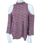 American Eagle  Outfitters Burgundy & White Floral Cold Shoulder Blouse (S) Photo 2