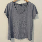 Splendid Striped Cotton Blend V-Neck Short Sleeve Tee Size L Photo 0