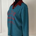 VTG RETRO SLICK EUROPEAN TERRYCLOTH PREPPY COLLARED SWEATER Blue Photo 3