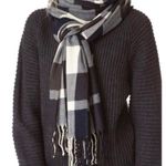 Ultra soft Plush oversized scarf shawl plaid navy/white Photo 2