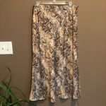 Lucy Paris NWT  Snake Print Midi Skirt Brown‎ Large Photo 3