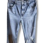 ZARA Boot Cut Medium Wash Denim Jeans Size 8 Distressed Knee and Hem Stretch Photo 3