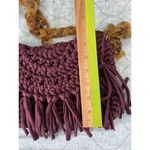 70s Burgundy Crochet Woven Boho Bohemian Bag Purse Tortoiseshell Chain Strap Photo 8
