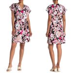 Kenneth Cole Surplice Faux Wrap Satin Dress Poppy Camo Petal Size M NWT $129.00 Photo 3