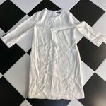 Vince Sheath Dress Textured Snake Print 3/4 Length Sleeves Mod Retro White sz 12 Photo 2