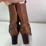 Gianni Bini  Womens 10M Brown Leather Harness Heel Boots Equestrian Boho Dressy Photo 7