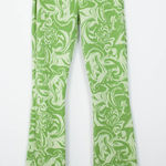 ZARA  Lime Green Marble Swirl Pull On Flare Pants Retro Hippie Womens Size Small‎ Photo 0