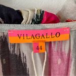 Vilagallo Velma Top Rainbow Brushstroke Gold Metallic Blouse NWTS size 44 US 12 Tan Photo 10