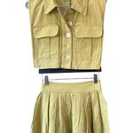 OW Collection Mira Boxy Vest & Pleats Skirt Set Moss Womens Size Small Green Photo 4