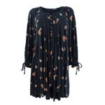 Free People  black floral printed Winter Sun Tunic swing Dress M Photo 1