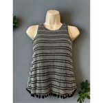 W5  by Anthropologie Top Women’s X-Small Black White Stripe Pom Pom Tassels Tank Photo 1