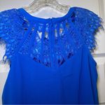 Stitch Fix NWT Brixon Ivy  Blue Jarred Lace Detail Cap Sleeve Blouse S Photo 10