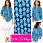 Lilly Pulitzer  Women's Sea View Linen Shirt Size S Low Tide Navy Any Fin… Photo 1