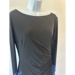 Ralph Lauren Lauren  Sz: 6 Black Blue Floral Side Ruched Stretch Dress  (b24) Photo 3