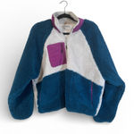 Stoic Teal Cream Colorblock High Pile Fleece Jacket Womens L Gorpcore Cozycore Blue Size L Photo 0