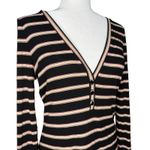 Veronica Beard  Top M Womens Shailee Black Striped‎ Ribbed Henley Long Sleeve Photo 3