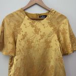 Lulus Blossom Golden Yellow Floral Jacquard Shift Dress Lightweight Satin Sz S Photo 4