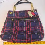 Coach Poppy Metallic Tartain Slim Chain Tote Convertible 21136,Multi Color Plaid Photo 5