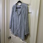 Old Navy  Long Sleeve Collarless Button Down Shirt Size XXL Blue White Stripe Photo 2
