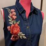 Sleeveless denim blue button up tunic Size S Photo 5