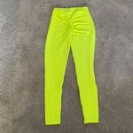 Women’s Leggings/High Waisted Yoga Pants Textured Neon Yellow Fabric Size S NEW Photo 8