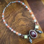 Handcrafted Hawaiian sunset mixed crystal bead faceted stone pendant necklace Red Photo 9