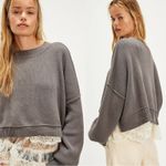 Free People  Easy Street Crop Pullover Sweater in Grey Size XL Preppy Fall Photo 1