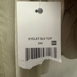 Ophelia Roe  Eyelet Sleeve Top Size XL Tan Boho Peasant Flowy Tie Neck NWT Photo 3