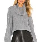 Paige Bernadetta Wool Blend Heather Gray Balloon Sleeve Sweater Photo 0