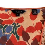 Ted Baker  Layered 100% Silk Sleeveless
Floral and Striped Blouse Women’s Medium Photo 1